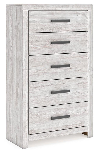 Cayboni King Panel Bed, Dresser, Mirror, Chest and Nightstand