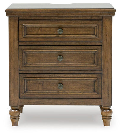 Sturlayne King Upholstered Panel Bed, Dresser, Mirror, Chest and Nightstand