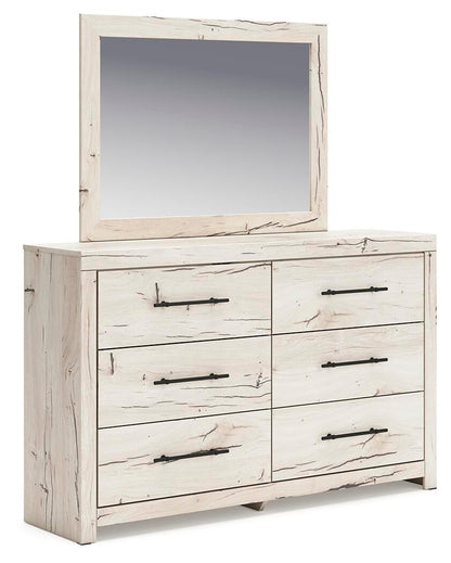 Lawroy King Panel Bed with Storage, Dresser, Mirror and Nightstand