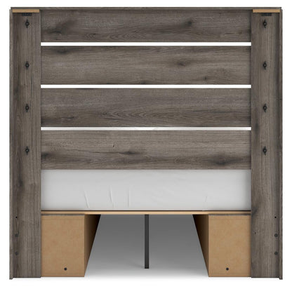 Graystorm Full Panel Bed with Storage, Dresser, Mirror and Nightstand
