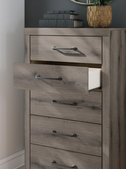 Graystorm Full Panel Bed with Storage, Dresser, Mirror, Chest and Nightstand