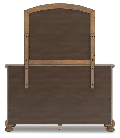 Feddinger California King Storage Sleigh Bed with Mirrored Dresser