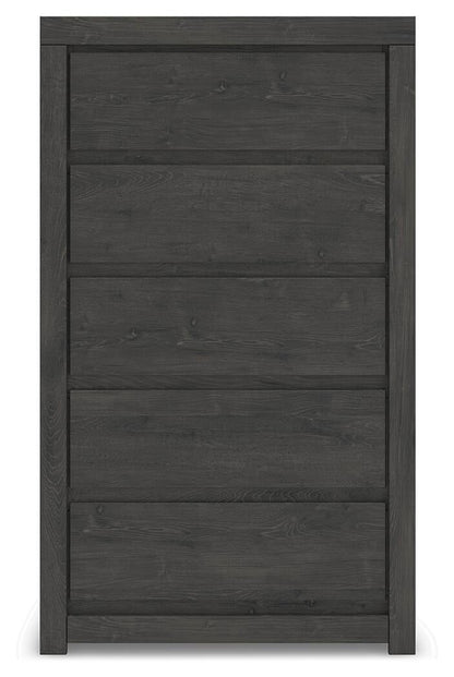 Fraluna King Panel Storage Bed, Dresser, Mirror, Chest and Nightstand