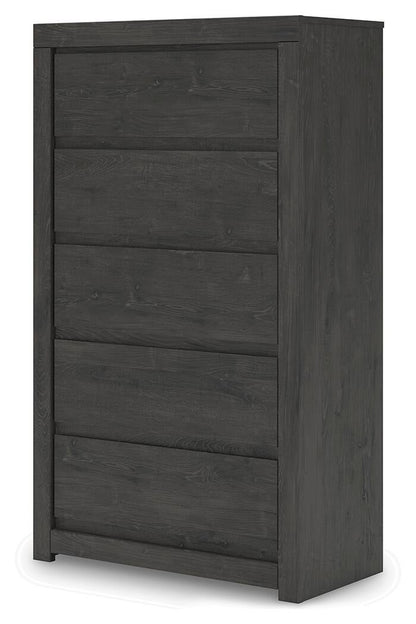 Fraluna King Panel Storage Bed, Dresser, Mirror, Chest and Nightstand