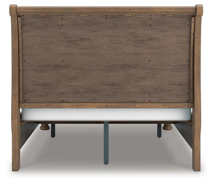Feddinger Queen Storage Sleigh Bed with Mirrored Dresser, Chest and Nightstand