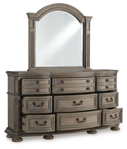 Ardenfield California King Upholstered Sleigh Bed, Dresser, Mirror, Chest and Nightstand