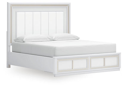 Chalanna King Upholstered Storage Bed, Dresser, Mirror and Nightstand