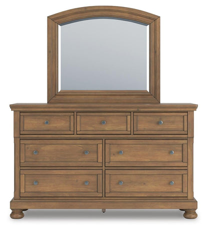Feddinger California King Panel Bed with Mirrored Dresser