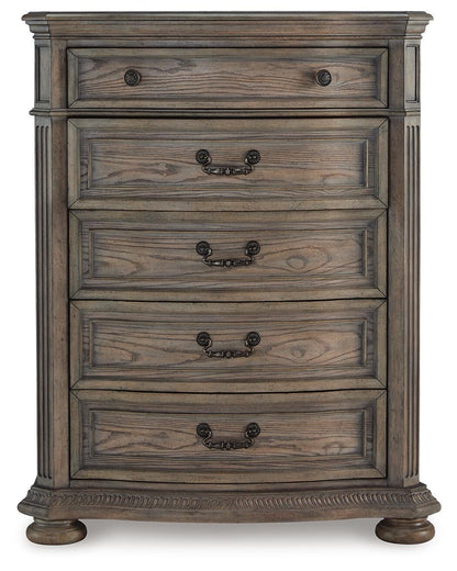 Ardenfield King Upholstered Sleigh Bed, Dresser, Mirror, Chest and Nightstand