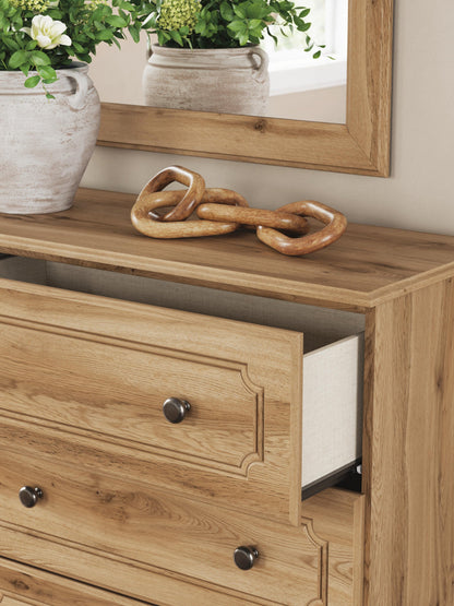 Aleaport King Panel Bed with Mirrored Dresser