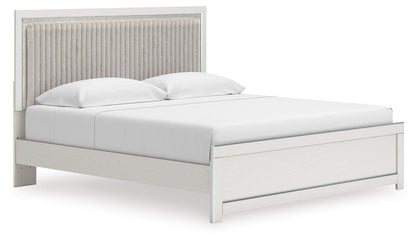 Zuraleus King Upholstered Panel Platform Bed, Dresser and Mirror