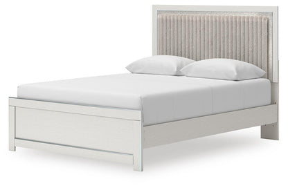 Zuraleus Queen Upholstered Panel Platform Bed, Dresser, Mirror, Chest and Nightstand