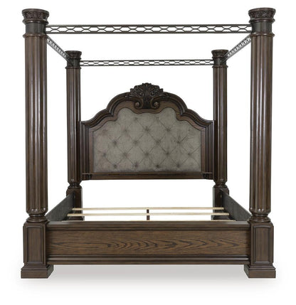 Maylee California King Canopy Bed, Dresser and Mirror