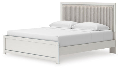 Zuraleus King Upholstered Panel Platform Bed, Dresser, Mirror and Nightstand