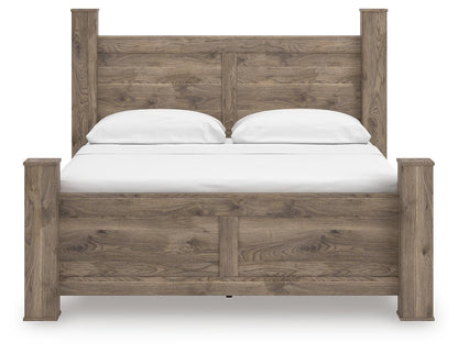 Rusticott King Poster Bed, Dresser, Mirror and Nightstand