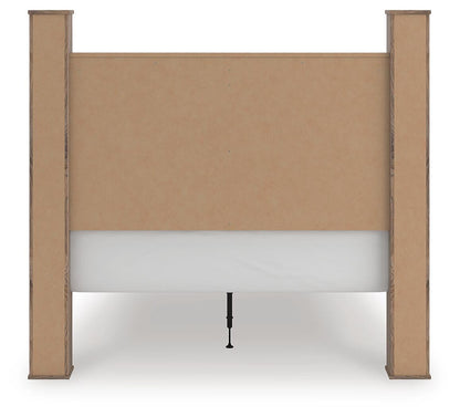 Rusticott Queen Poster Bed with Mirrored Dresser