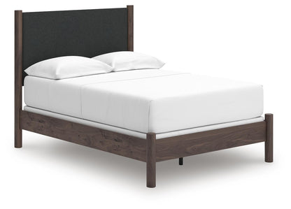 Pamytta Full Upholstered Panel Bed, Dresser, Mirror, Chest and Nightstand