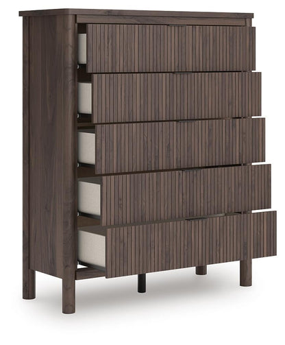 Pamytta Full Upholstered Panel Bed, Dresser and Mirror