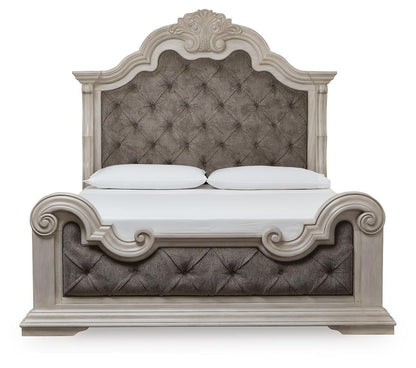 Bruchandi California King Upholstered Panel Bed with Mirrored Dresser