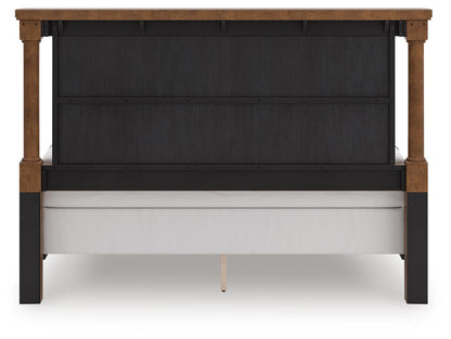 Rowlenstown King Poster Bed with Mirrored Dresser