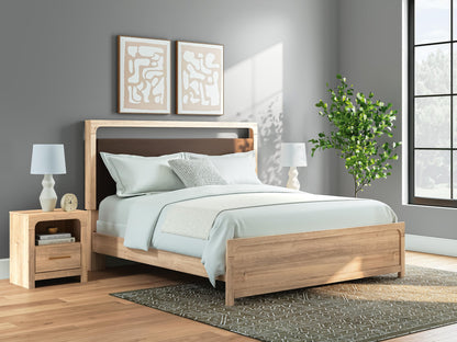 Kinlanni King Upholstered Panel Bed, Dresser and Mirror