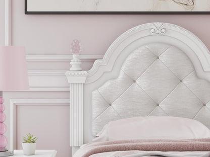 Kozlani Twin Upholstered Panel Bed, Dresser, Mirror and Nightstand