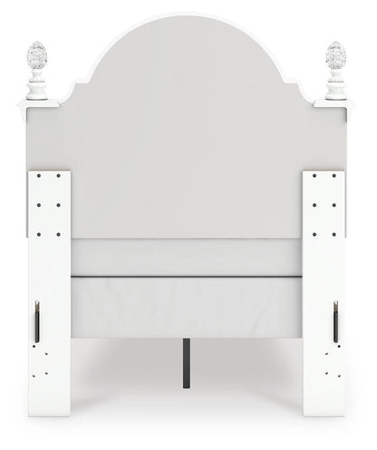 Kozlani Twin Upholstered Panel Bed, Dresser and Mirror