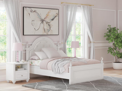 Kozlani Full Upholstered Panel Bed, Dresser and Mirror