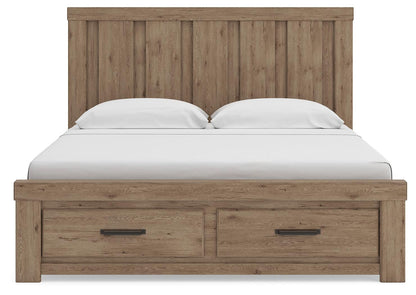 Garistyn King Panel Storage Bed. Dresser, Mirror and Nightstand
