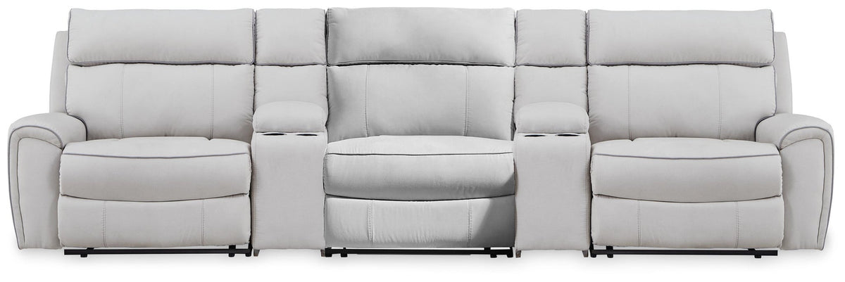 Social Pointe 5-Piece Reclining Sectional with Storage Consoles