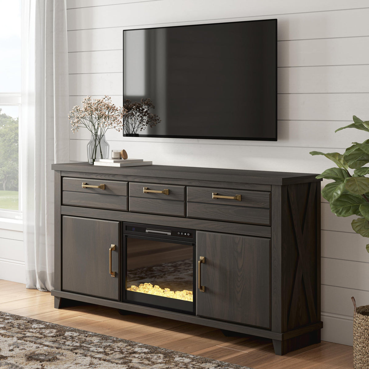 Brazen Valley 71" TV Stand with Electric Fireplace