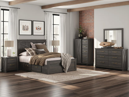 Vonitta Bay Queen Panel Bed with 2 Sided Storage